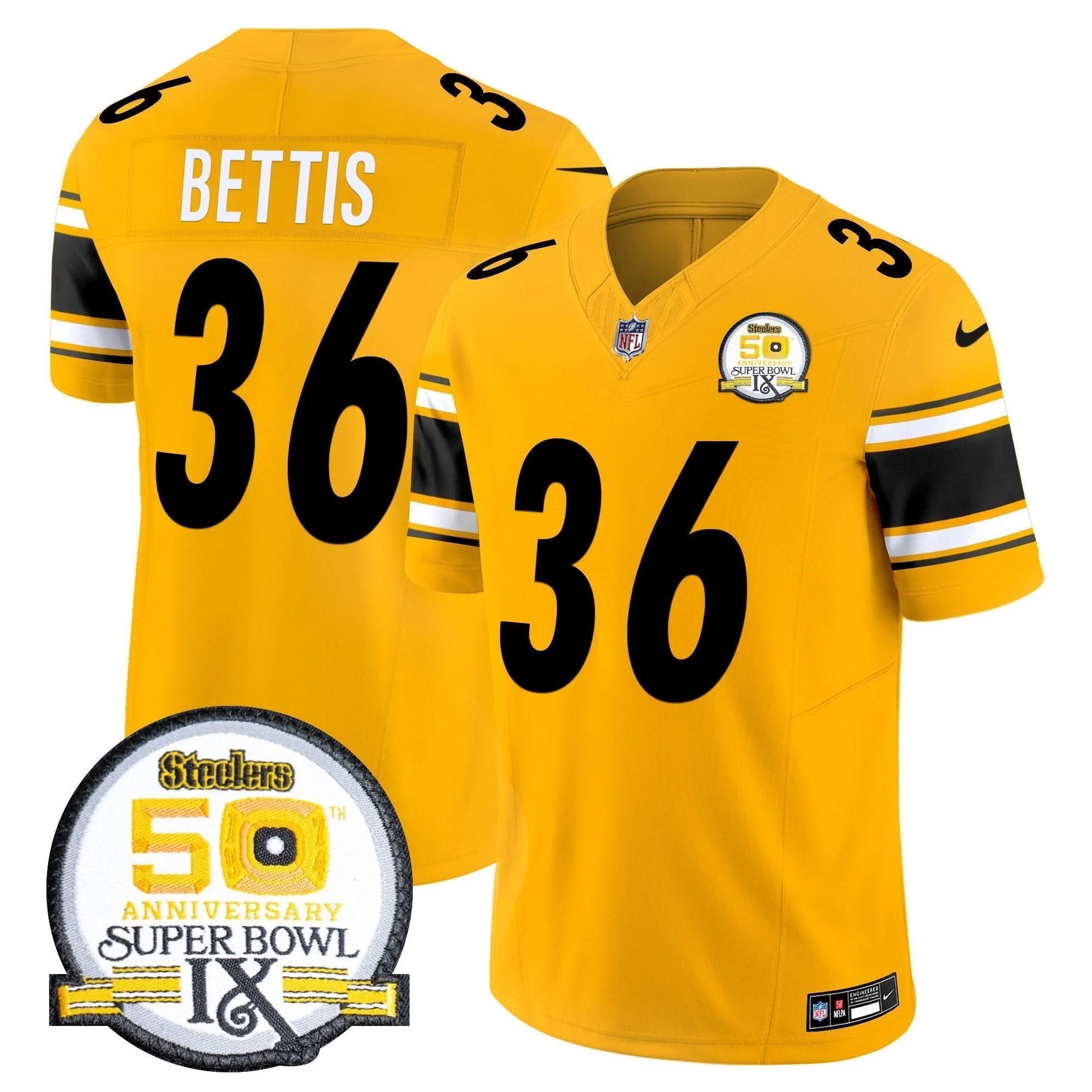 Men's Steelers 50th Anniversary Of Super Bowl IX Patch Vapor Limited Jersey - All Stitched