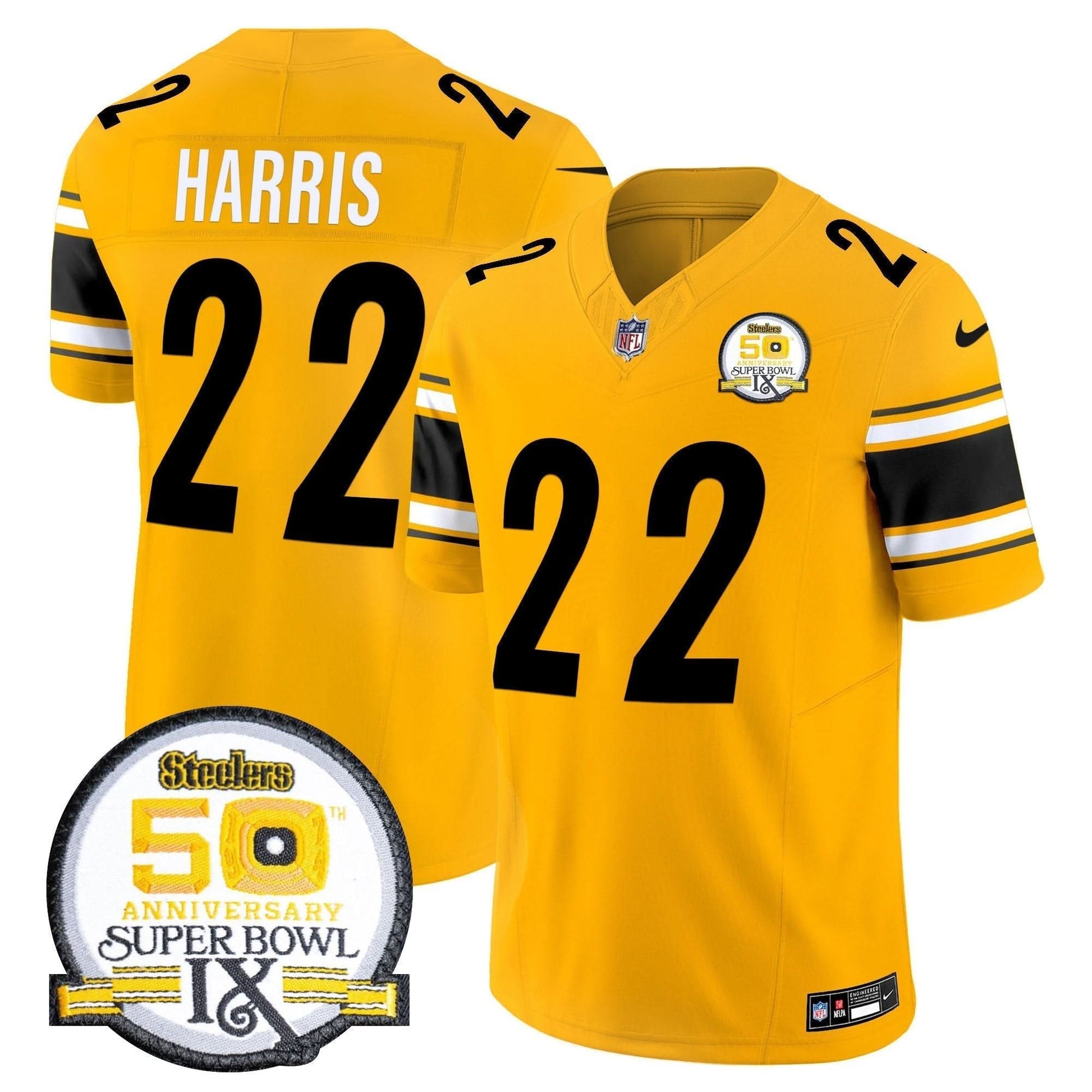 Men's Steelers 50th Anniversary Of Super Bowl IX Patch Vapor Limited Jersey - All Stitched