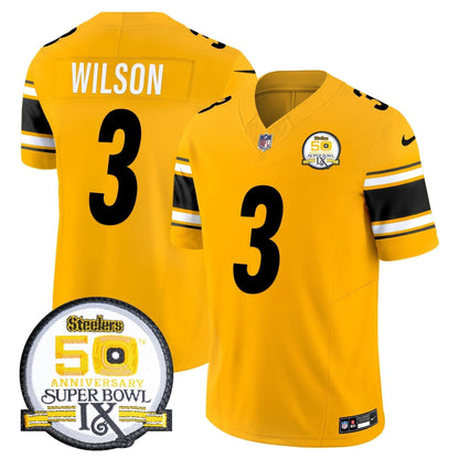 Men's Steelers 50th Anniversary Of Super Bowl IX Patch Vapor Limited Jersey - All Stitched