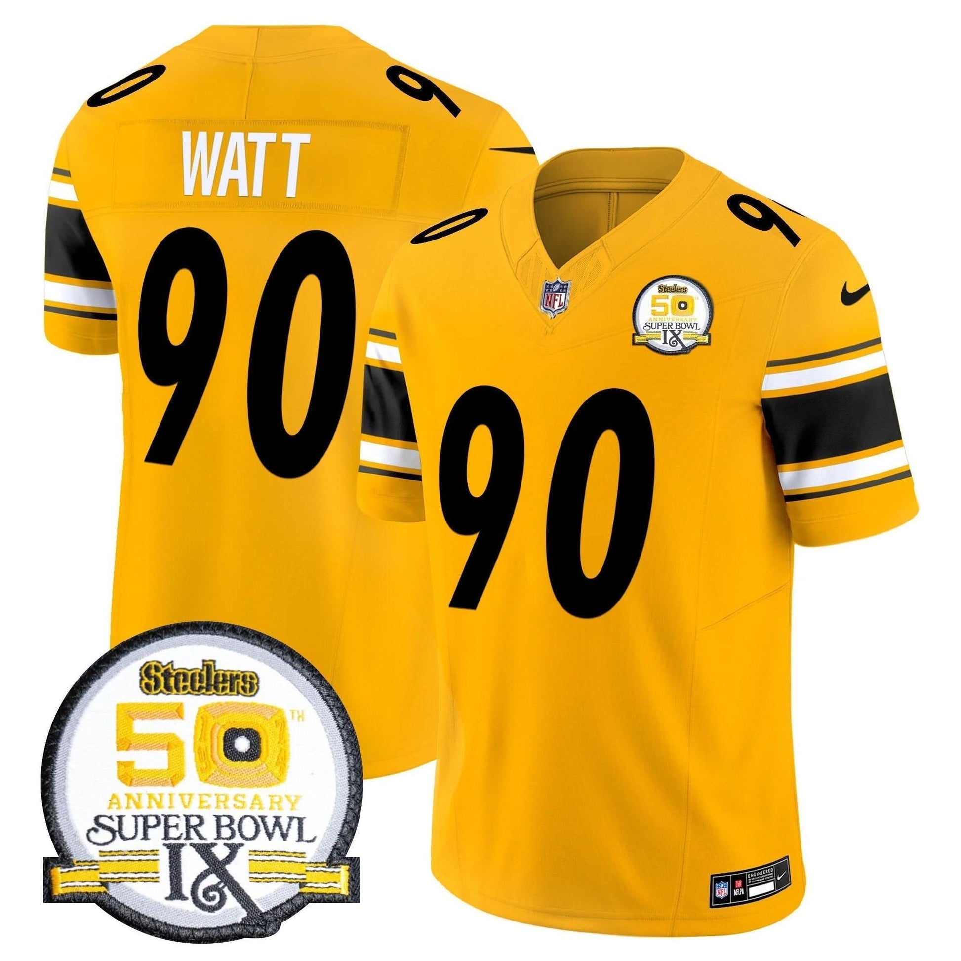 Men's Steelers 50th Anniversary Of Super Bowl IX Patch Vapor Limited Jersey - All Stitched