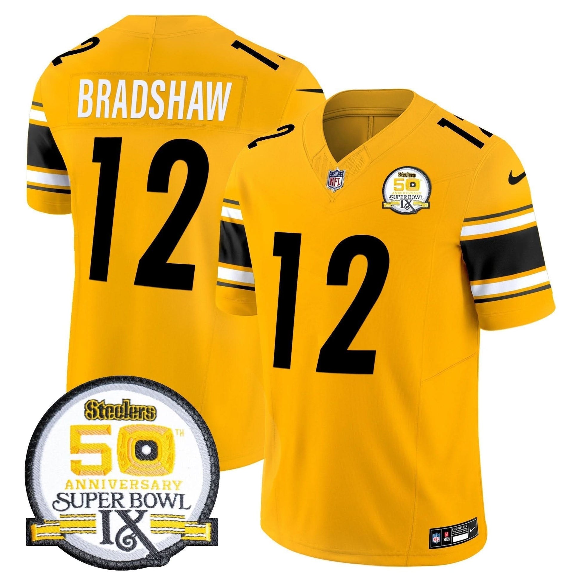 Men's Steelers 50th Anniversary Of Super Bowl IX Patch Vapor Limited Jersey - All Stitched