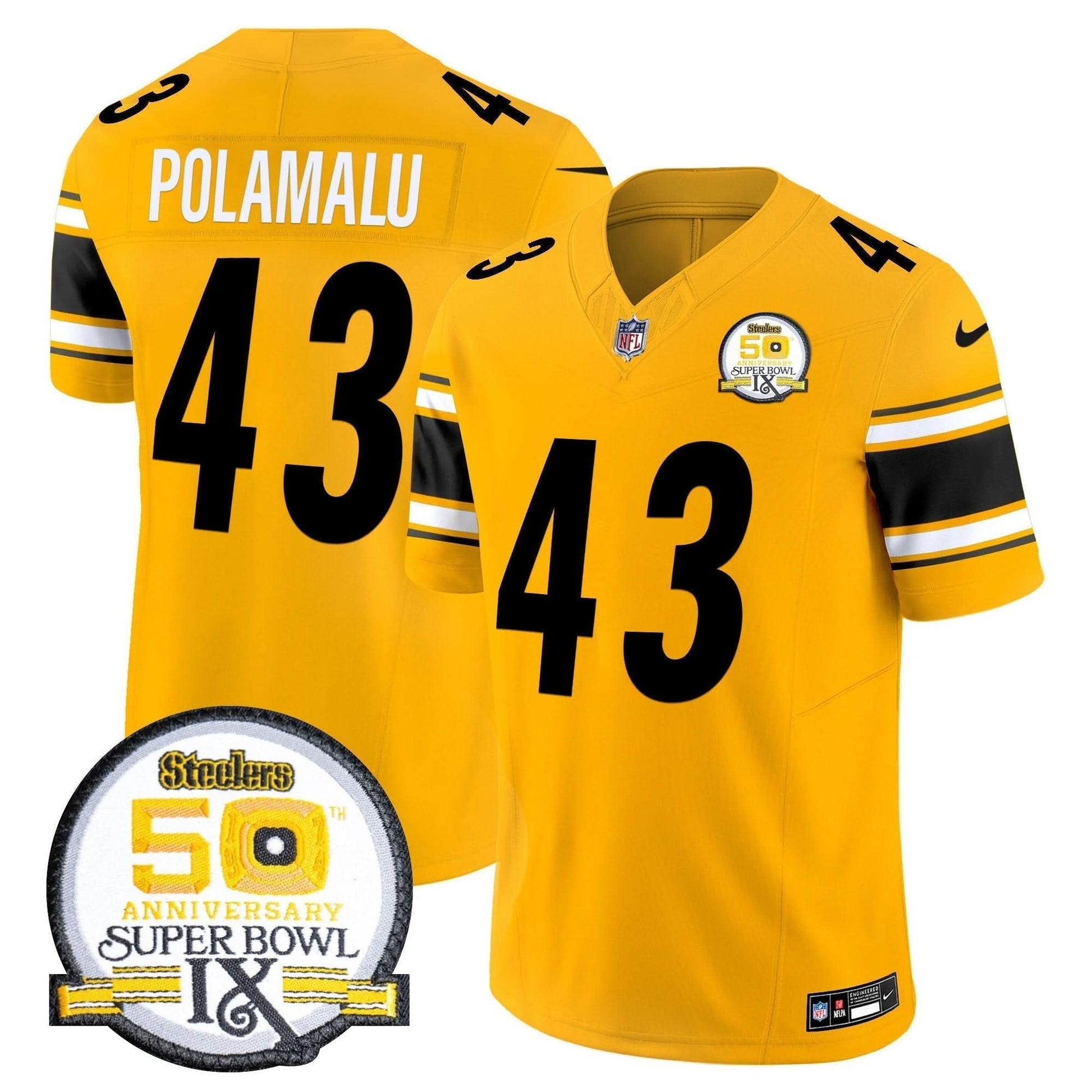 Men's Steelers 50th Anniversary Of Super Bowl IX Patch Vapor Limited Jersey - All Stitched
