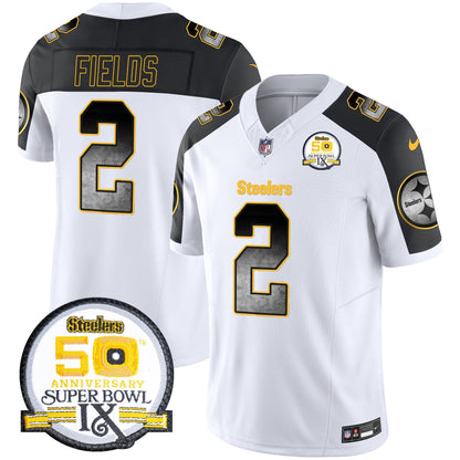 Steelers Arch Smoke 50th Anniversary Of Super Bowl IX Patch Vapor Limited Jersey - All Stitched