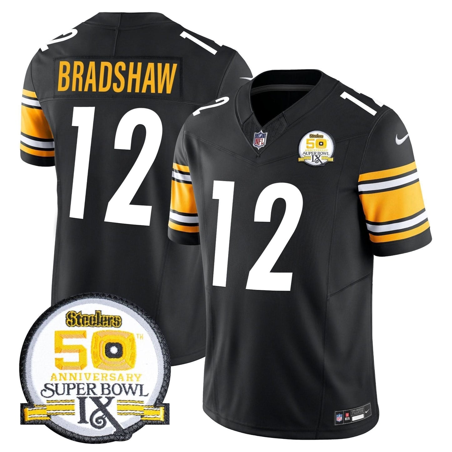 Men's Steelers 50th Anniversary Of Super Bowl IX Patch Vapor Limited Jersey - All Stitched