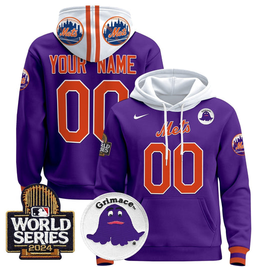 Mets Grimace 2024 World Series Custom Pullover Hoodie