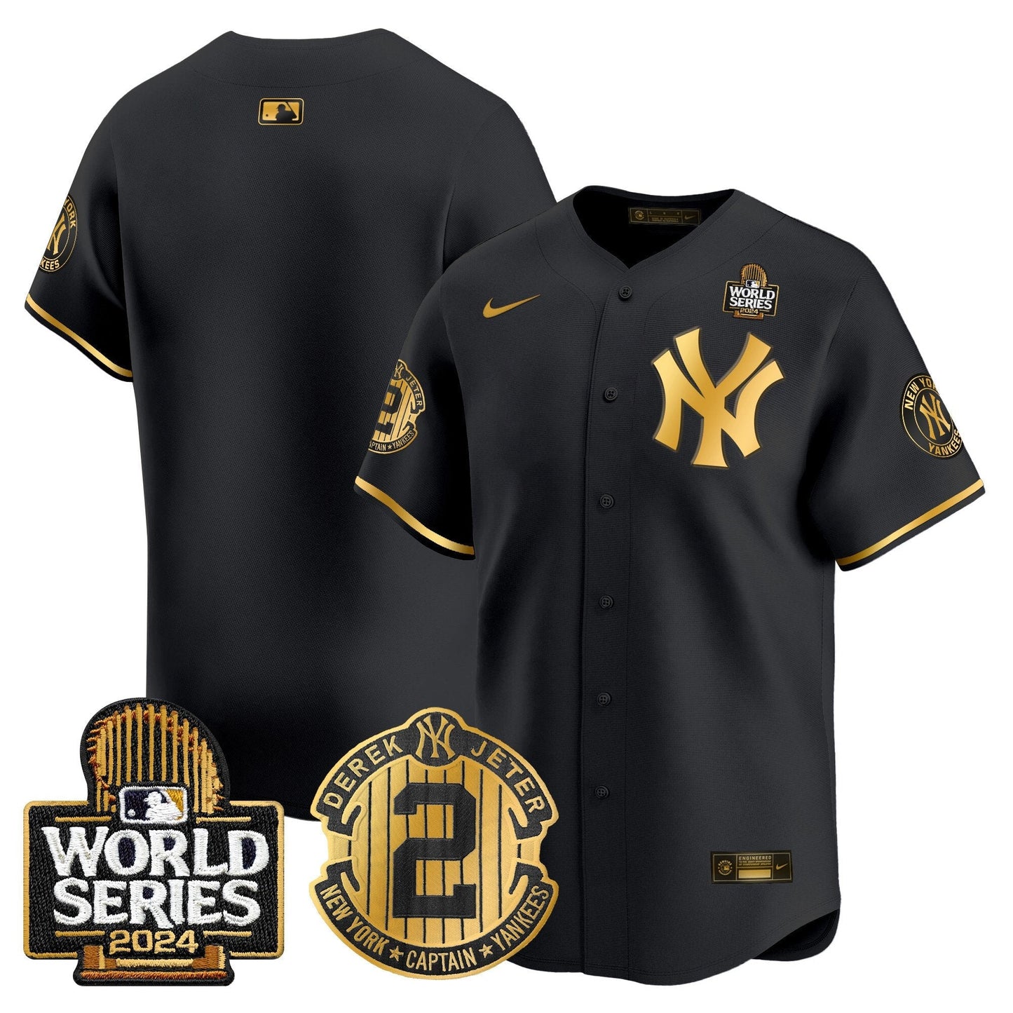 Yankees Derek Jeter Patch 2024 World Series Vapor Premier Limited Jersey - All Stitched