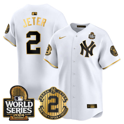 Yankees Derek Jeter Patch 2024 World Series Vapor Premier Limited Jersey - All Stitched