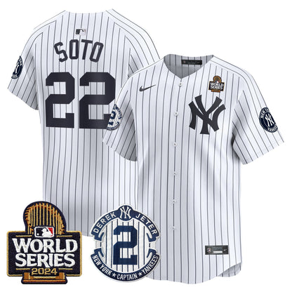 Yankees Derek Jeter Patch 2024 World Series Vapor Premier Limited Jersey - All Stitched