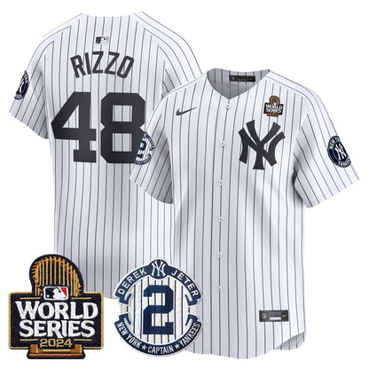 Men's Yankees Derek Jeter Patch 2024 World Series Vapor Premier Limited Jersey - All Stitched