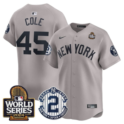 Men's Yankees Derek Jeter Patch 2024 World Series Vapor Premier Limited Jersey - All Stitched