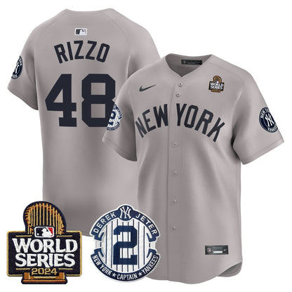 Men's Yankees Derek Jeter Patch 2024 World Series Vapor Premier Limited Jersey - All Stitched