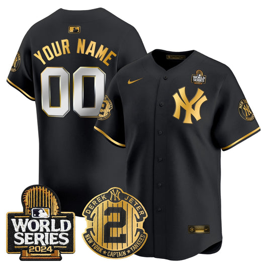 Yankees Derek Jeter Patch 2024 World Series Vapor Premier Limited Custom Jersey - All Stitched