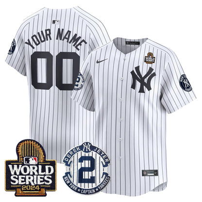 Yankees Derek Jeter Patch 2024 World Series Vapor Premier Limited Custom Jersey - All Stitched