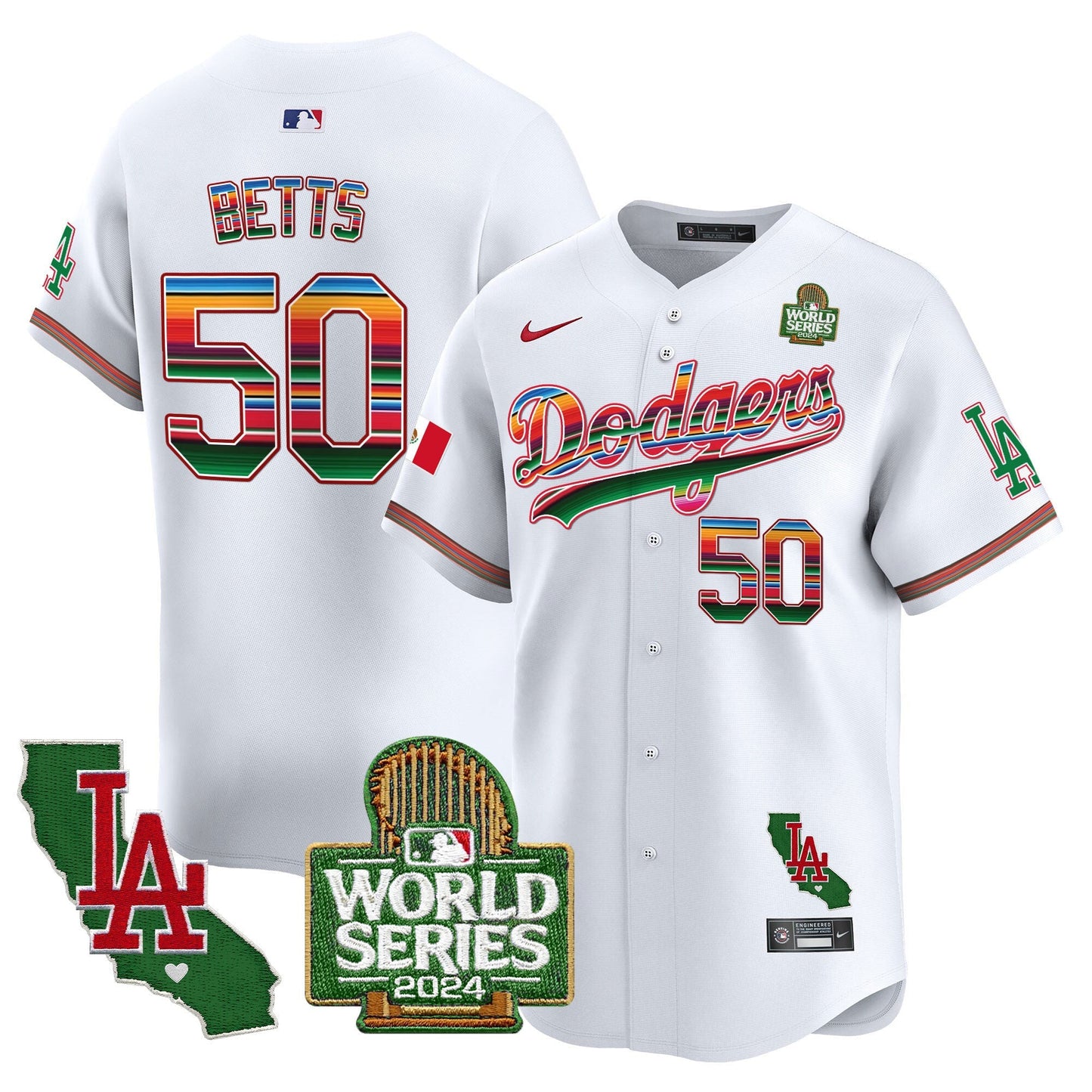 Dodgers Mexico 2024 World Series Vapor Premier Limited Jersey V2 - All Stitched