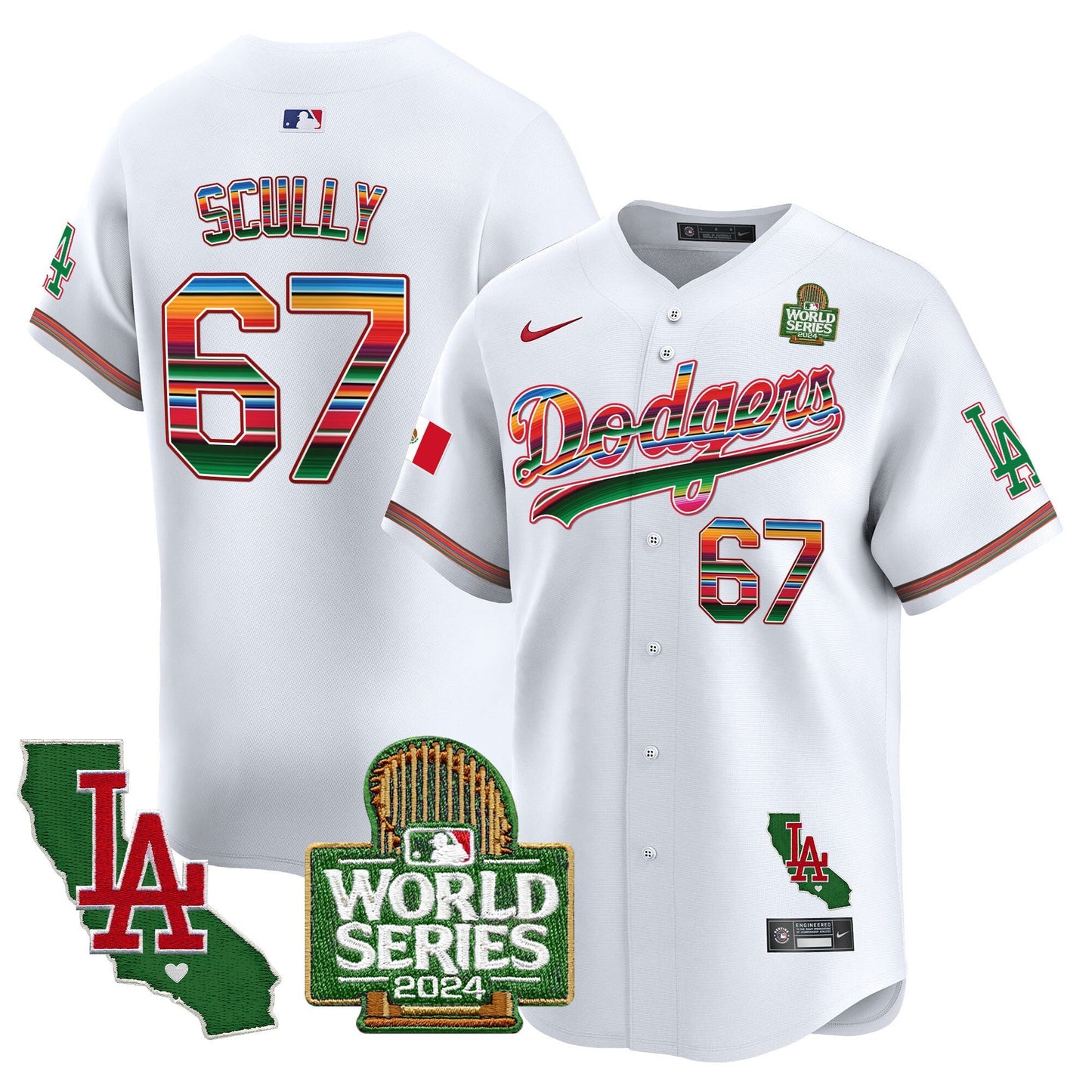 Dodgers Mexico 2024 World Series Vapor Premier Limited Jersey V2 - All Stitched