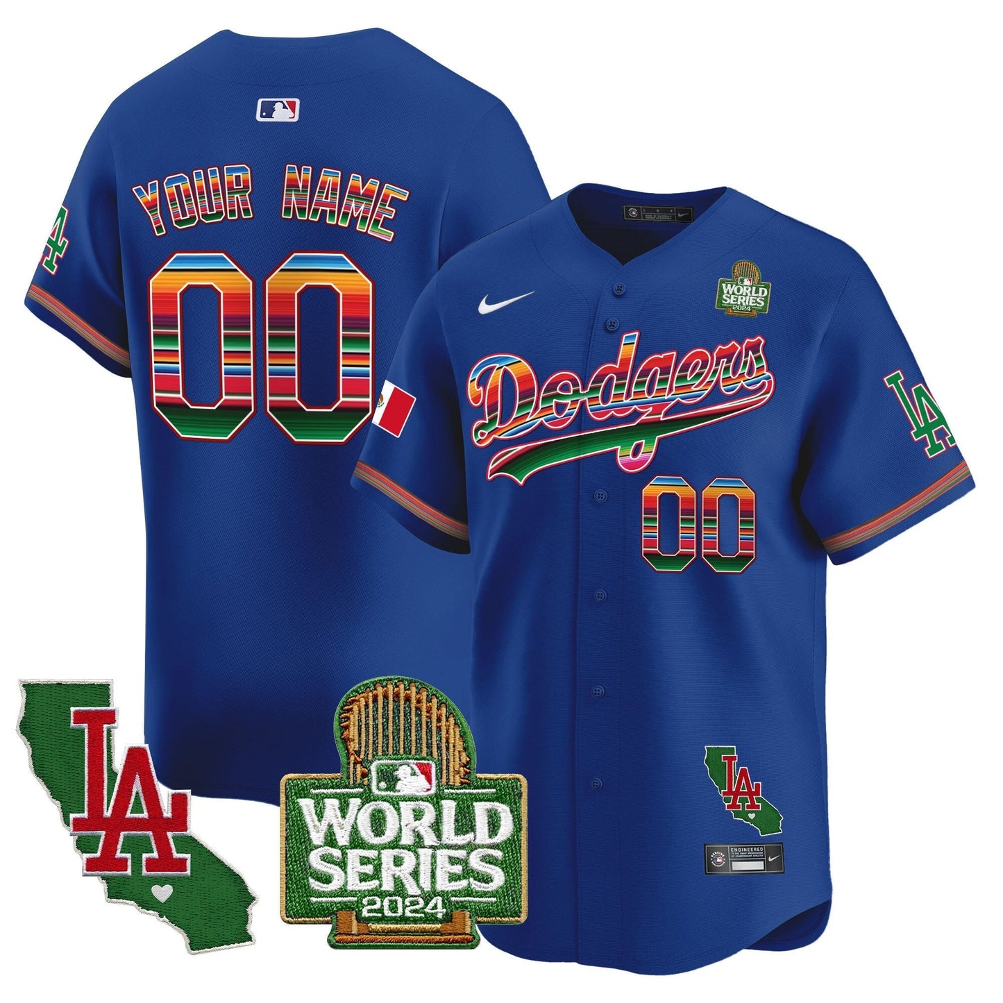 Custom Dodgers Mexico 2024 World Series Vapor Premier Limited Jersey V2 - All Stitched