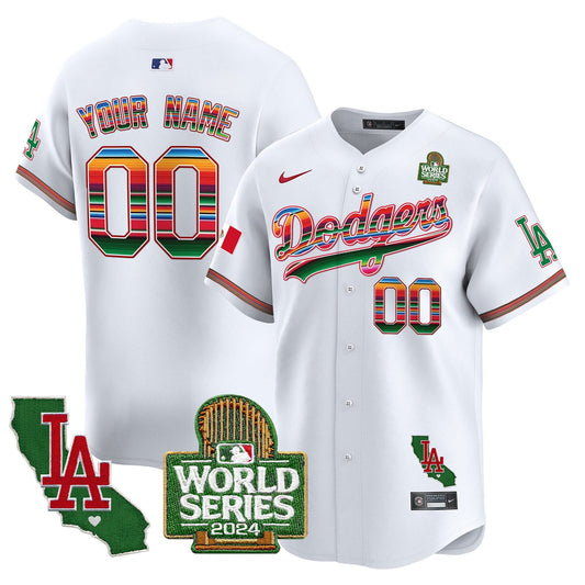 Custom Dodgers Mexico 2024 World Series Vapor Premier Limited Jersey V2 - All Stitched