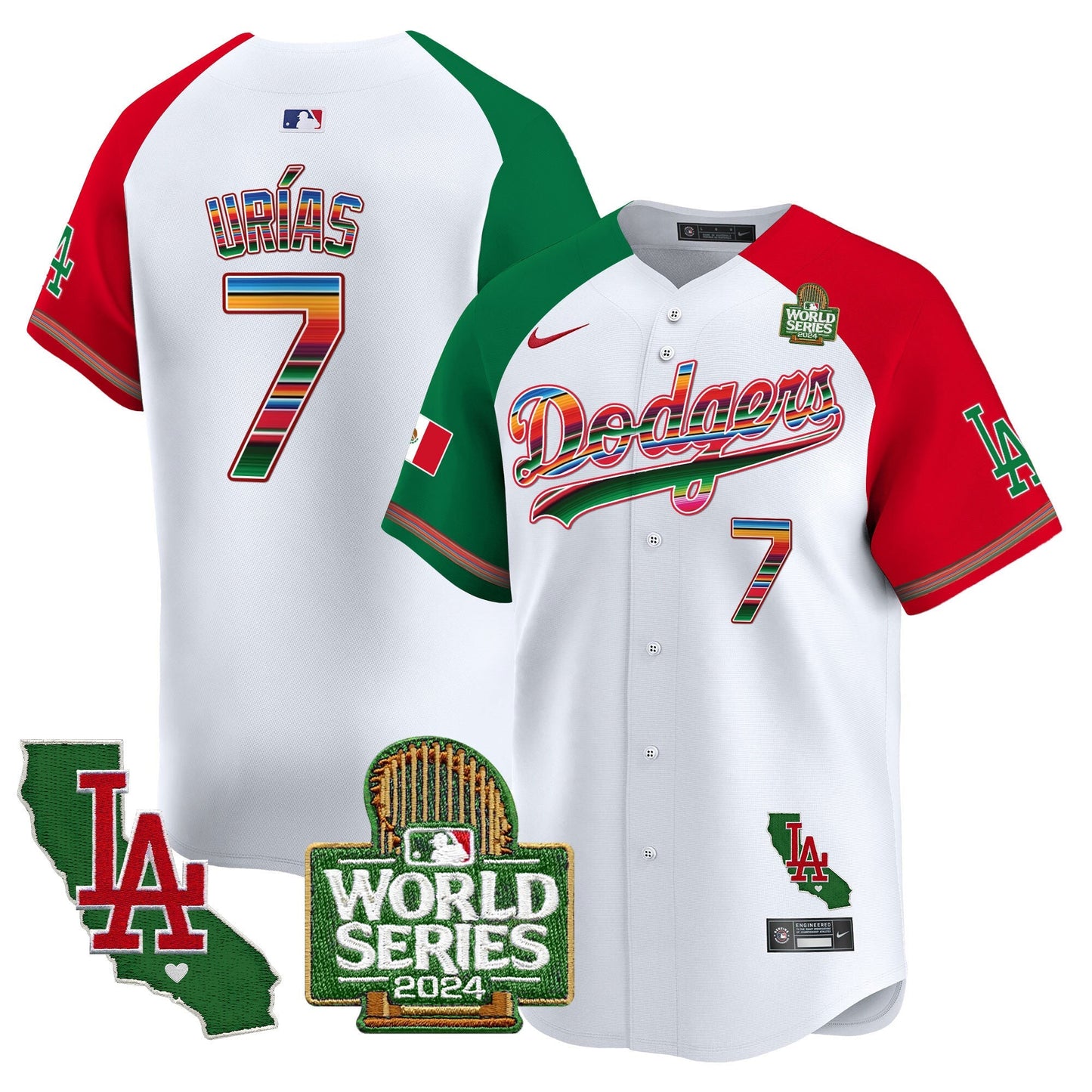 Dodgers Mexico 2024 World Series Vapor Premier Limited Jersey V2 - All Stitched