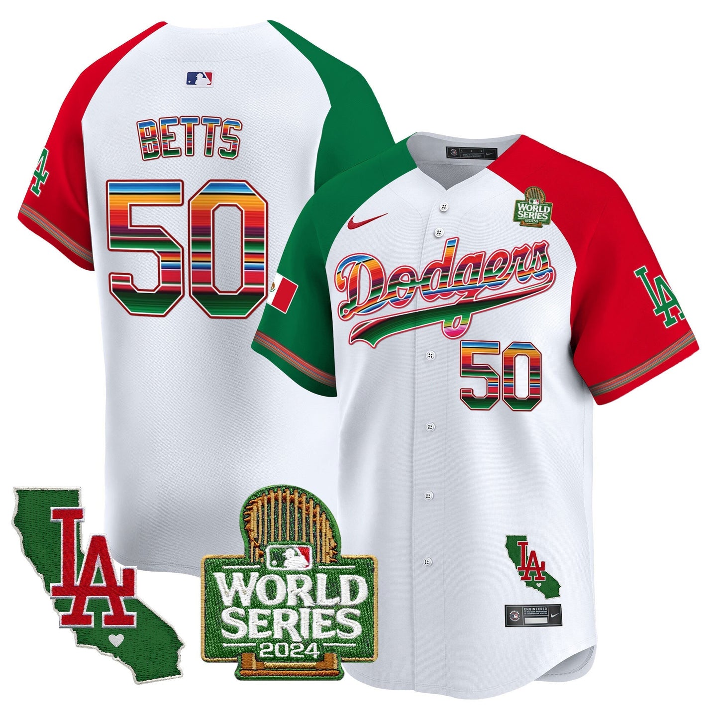 Dodgers Mexico 2024 World Series Vapor Premier Limited Jersey V2 - All Stitched