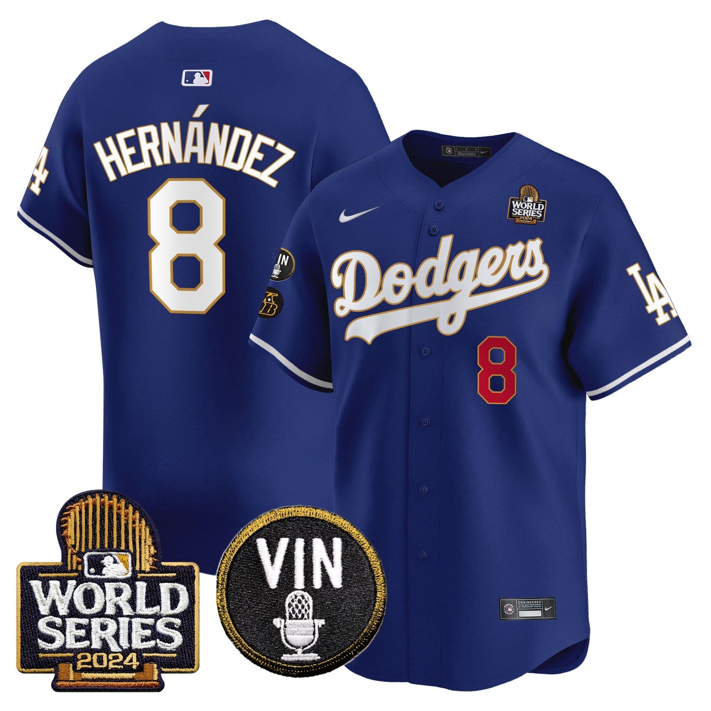 Dodgers 2024 World Series Gold Trim Vapor Premier Limited Jersey V2 - All Stitched