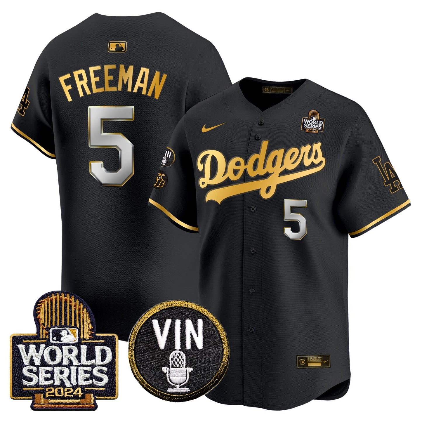 Dodgers 2024 World Series Gold Trim Vapor Premier Limited Jersey V2 - All Stitched