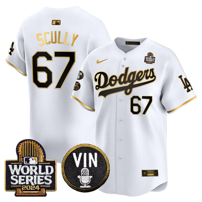 Dodgers 2024 World Series Gold Trim Vapor Premier Limited Jersey V2 - All Stitched