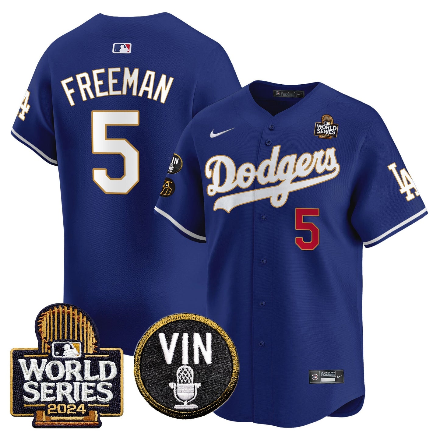 Dodgers 2024 World Series Gold Trim Vapor Premier Limited Jersey V2 - All Stitched