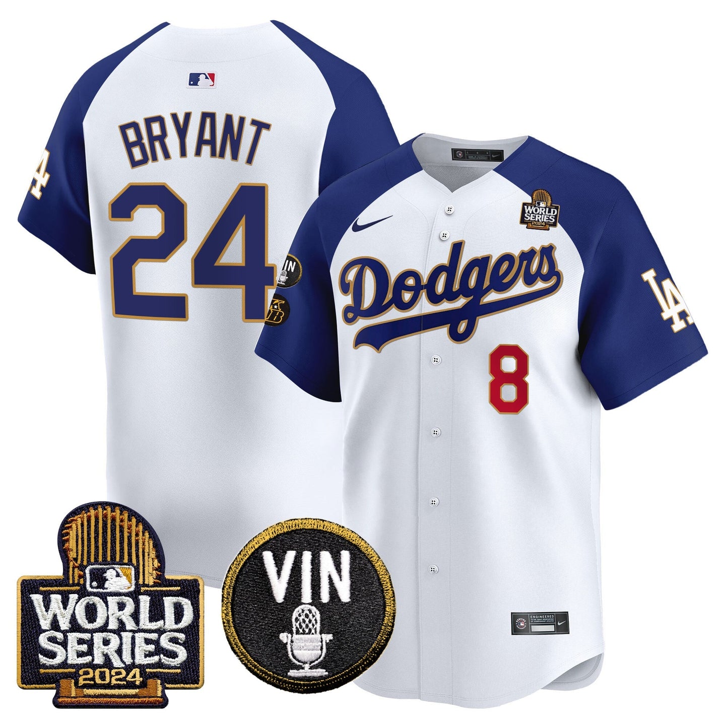 Dodgers 2024 World Series Gold Trim Vapor Premier Limited Jersey V2 - All Stitched