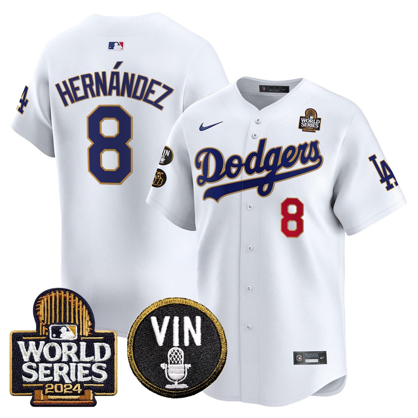 Dodgers 2024 World Series Gold Trim Vapor Premier Limited Jersey V2 - All Stitched