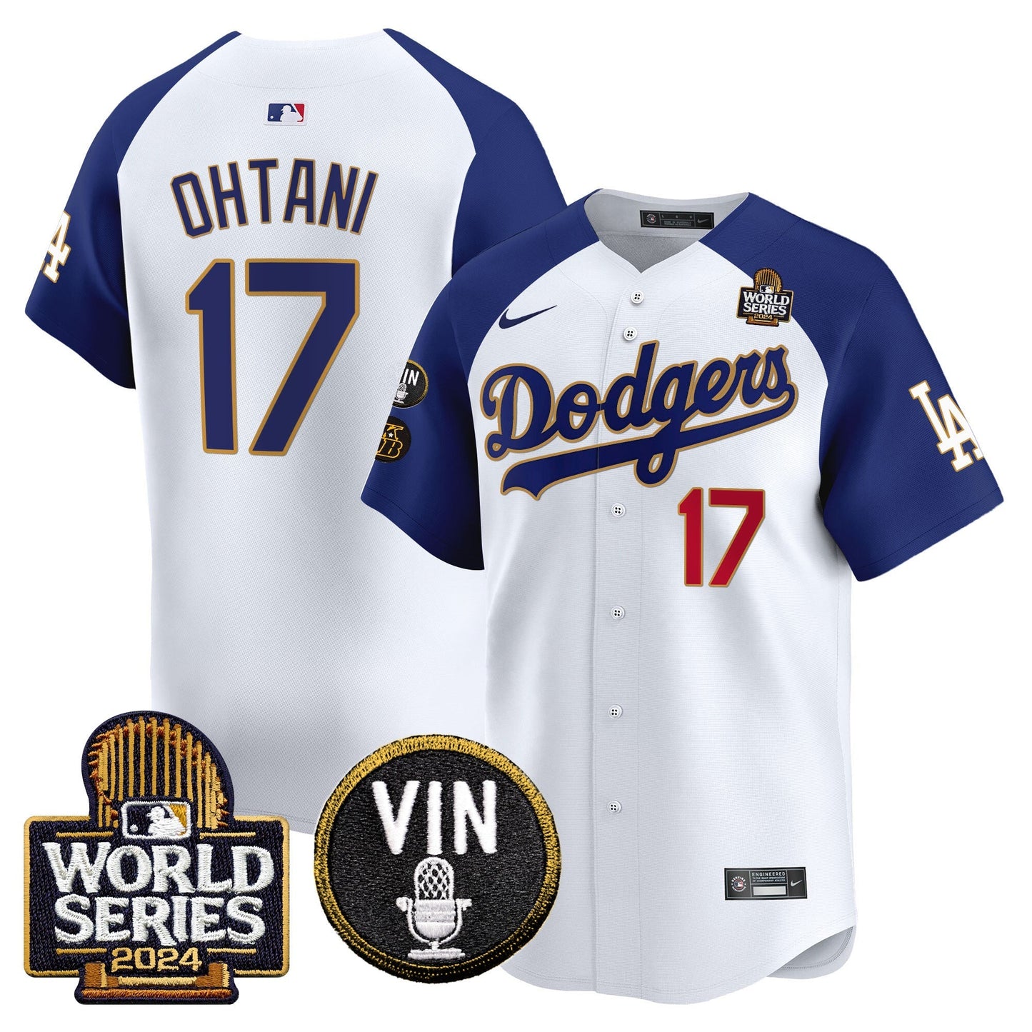 Dodgers 2024 World Series Gold Trim Vapor Premier Limited Jersey V2 - All Stitched