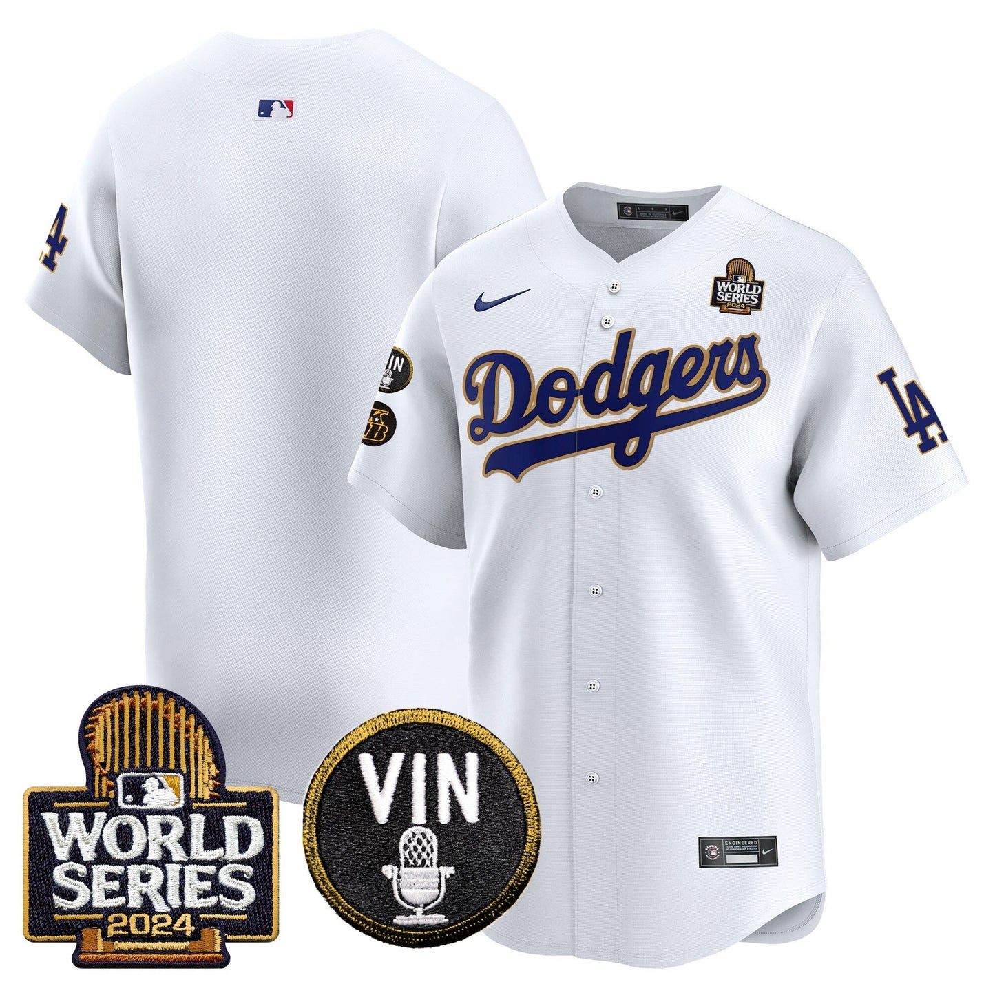 Dodgers 2024 World Series Gold Trim Vapor Premier Limited Jersey V2 - All Stitched