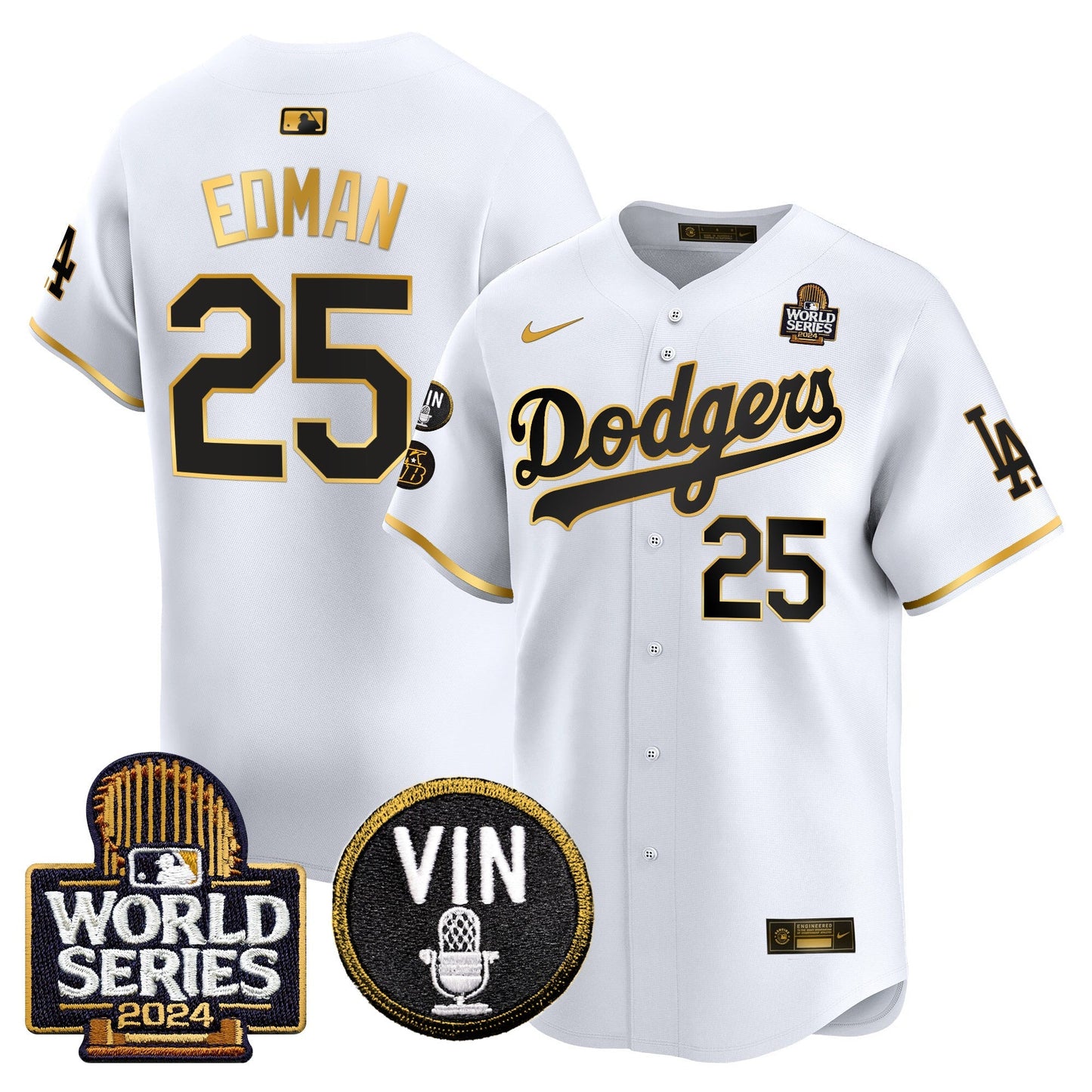 Dodgers 2024 World Series Gold Trim Vapor Premier Limited Jersey V2 - All Stitched