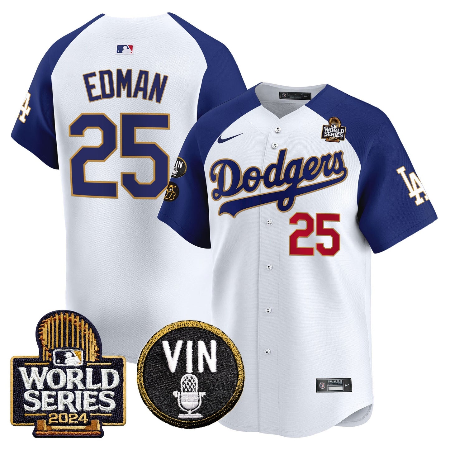 Dodgers 2024 World Series Gold Trim Vapor Premier Limited Jersey V2 - All Stitched