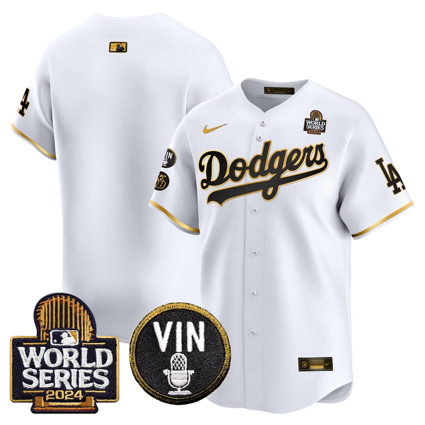 Dodgers 2024 World Series Gold Trim Vapor Premier Limited Jersey V2 - All Stitched