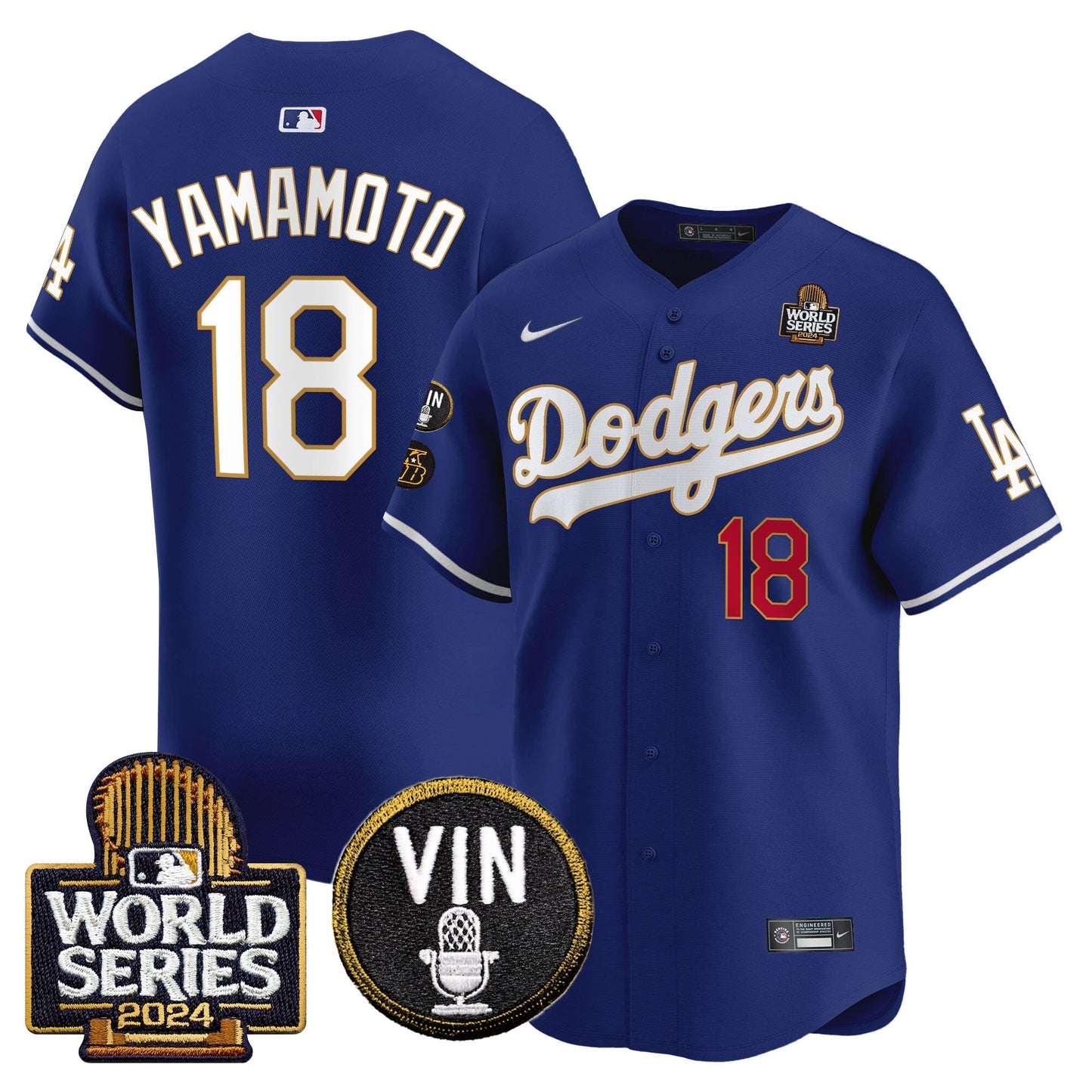 Dodgers 2024 World Series Gold Trim Vapor Premier Limited Jersey V2 - All Stitched