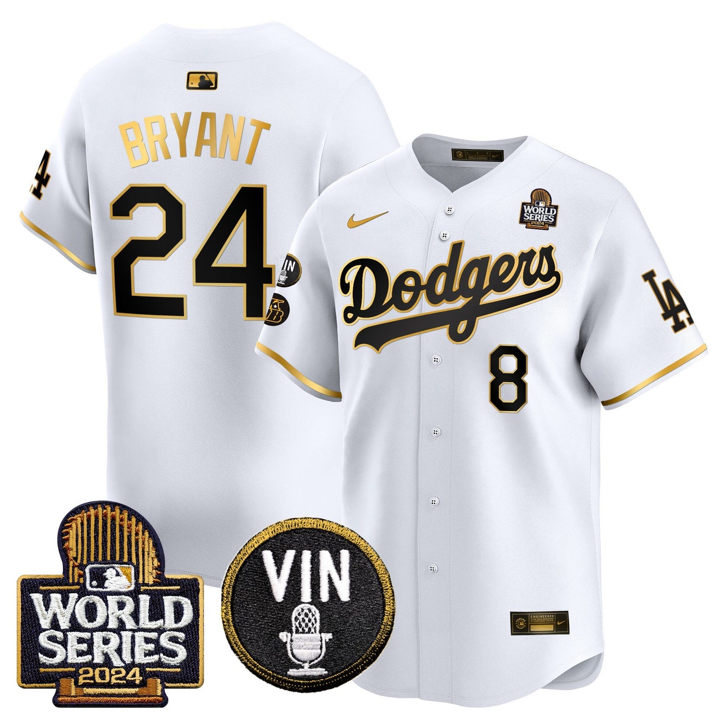 Dodgers 2024 World Series Gold Trim Vapor Premier Limited Jersey V2 - All Stitched