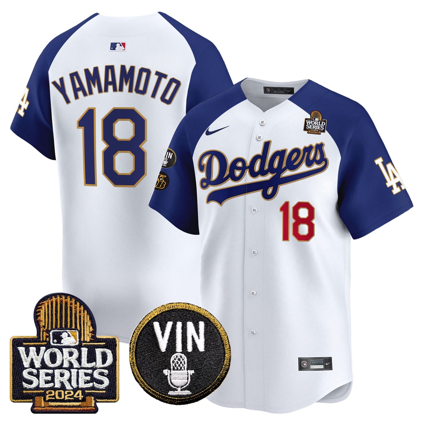 Dodgers 2024 World Series Gold Trim Vapor Premier Limited Jersey V2 - All Stitched