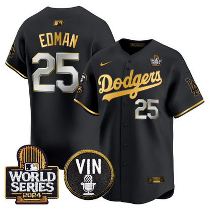 Dodgers 2024 World Series Gold Trim Vapor Premier Limited Jersey V2 - All Stitched