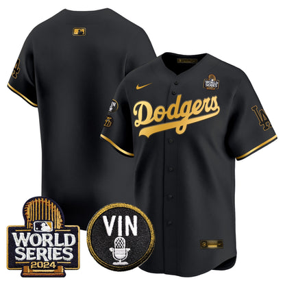 Dodgers 2024 World Series Gold Trim Vapor Premier Limited Jersey V2 - All Stitched