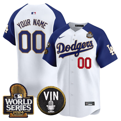 Dodgers 2024 World Series Gold Trim Vapor Premier Limited Custom Jersey V2 - All Stitched