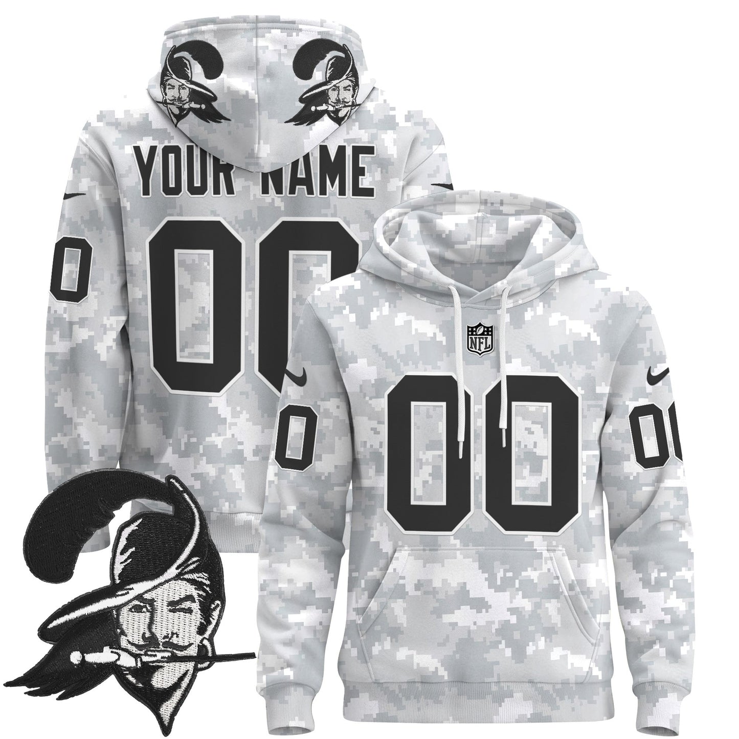 Buccaneers 2024 Salute to Service Custom Pullover Hoodie