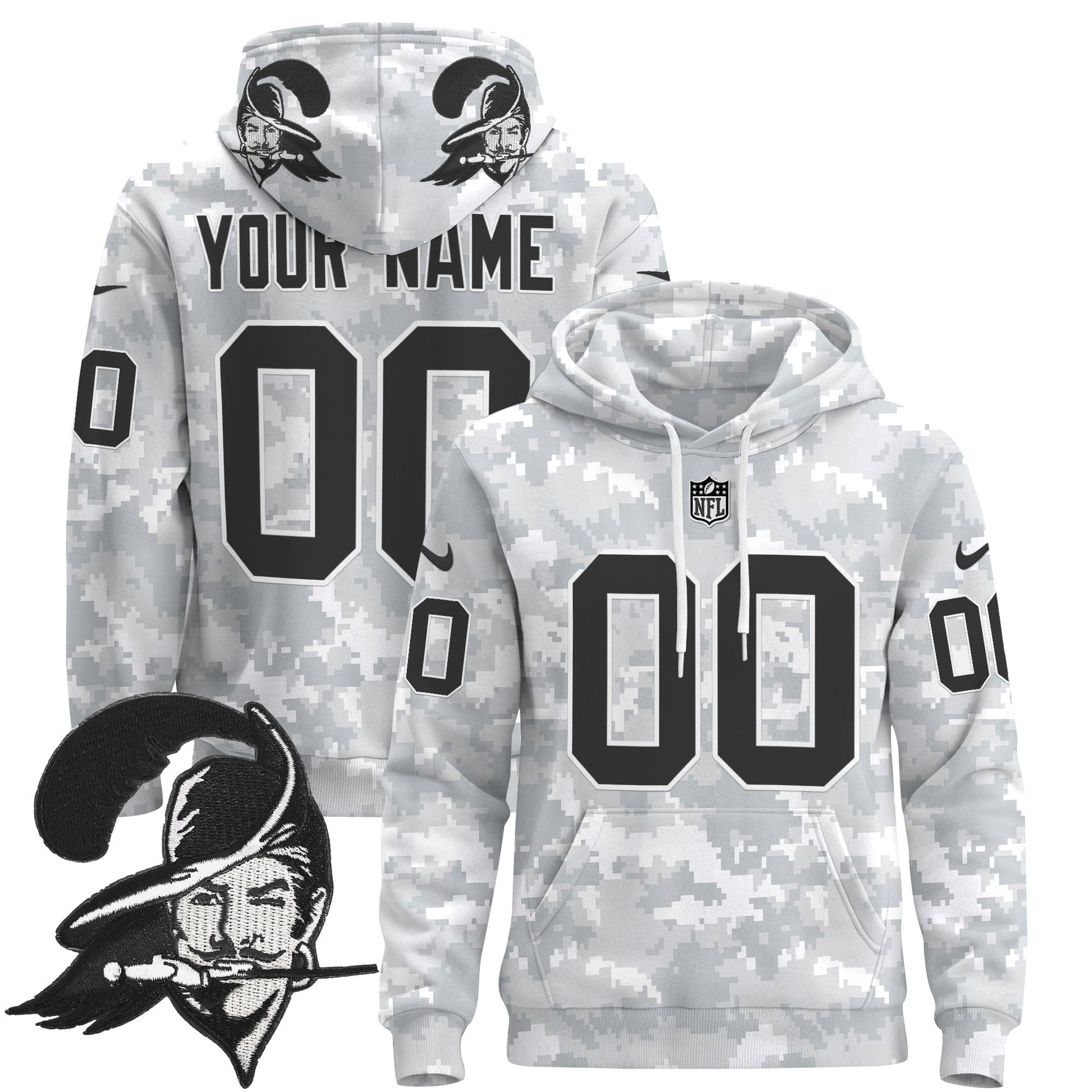 Buccaneers 2024 Salute to Service Custom Pullover Hoodie