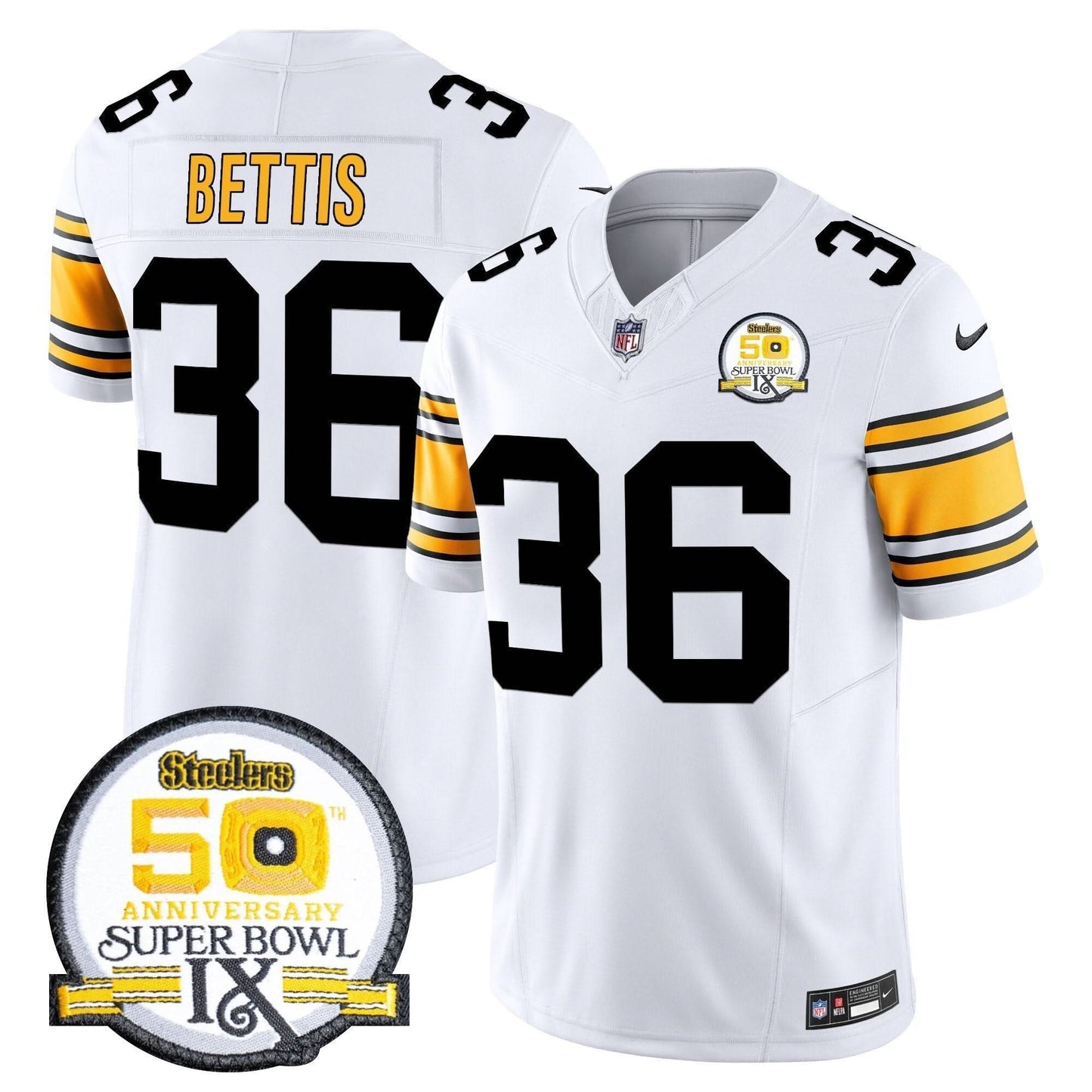 Men's Steelers 50th Anniversary Of Super Bowl IX Patch Vapor Limited Jersey - All Stitched