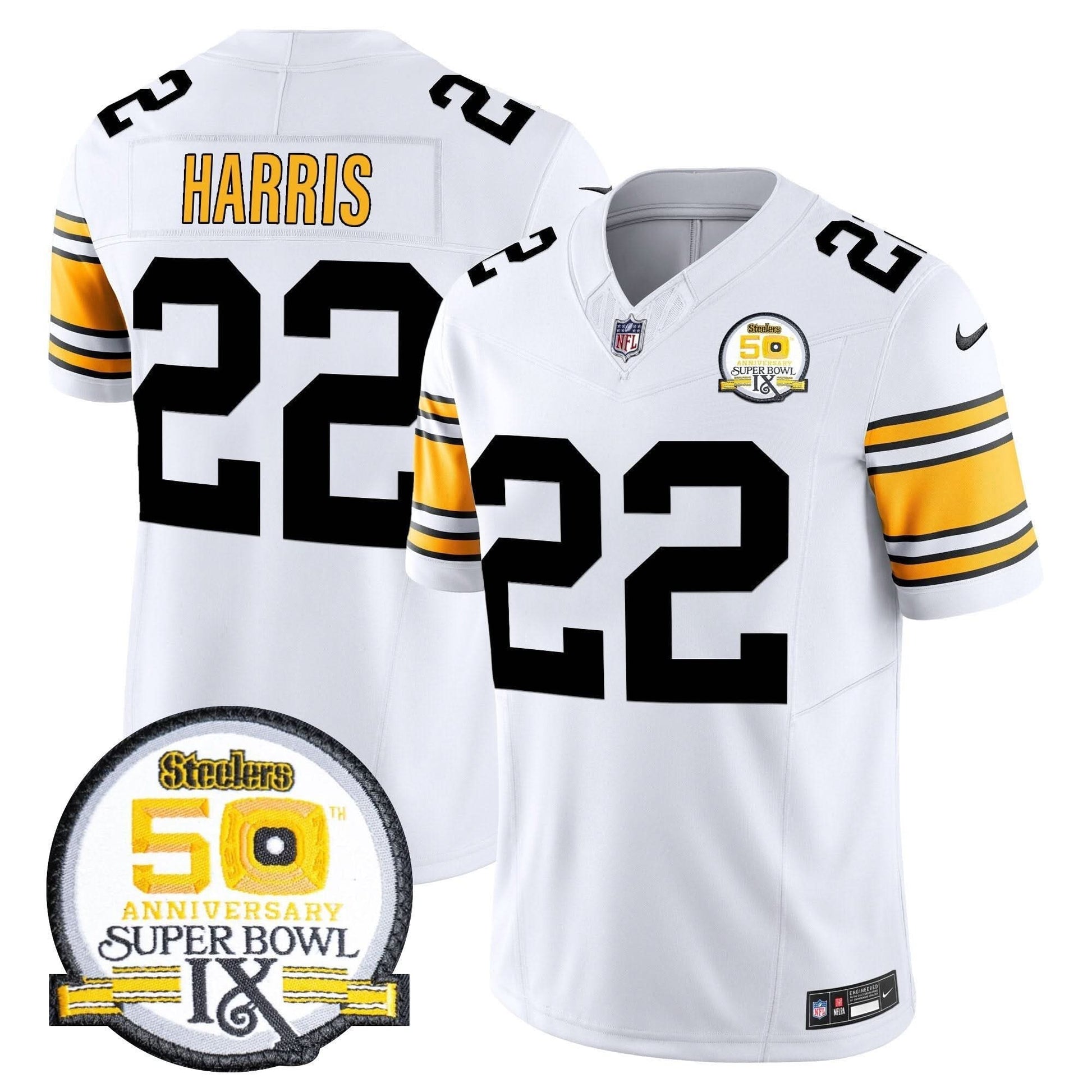 Men's Steelers 50th Anniversary Of Super Bowl IX Patch Vapor Limited Jersey - All Stitched