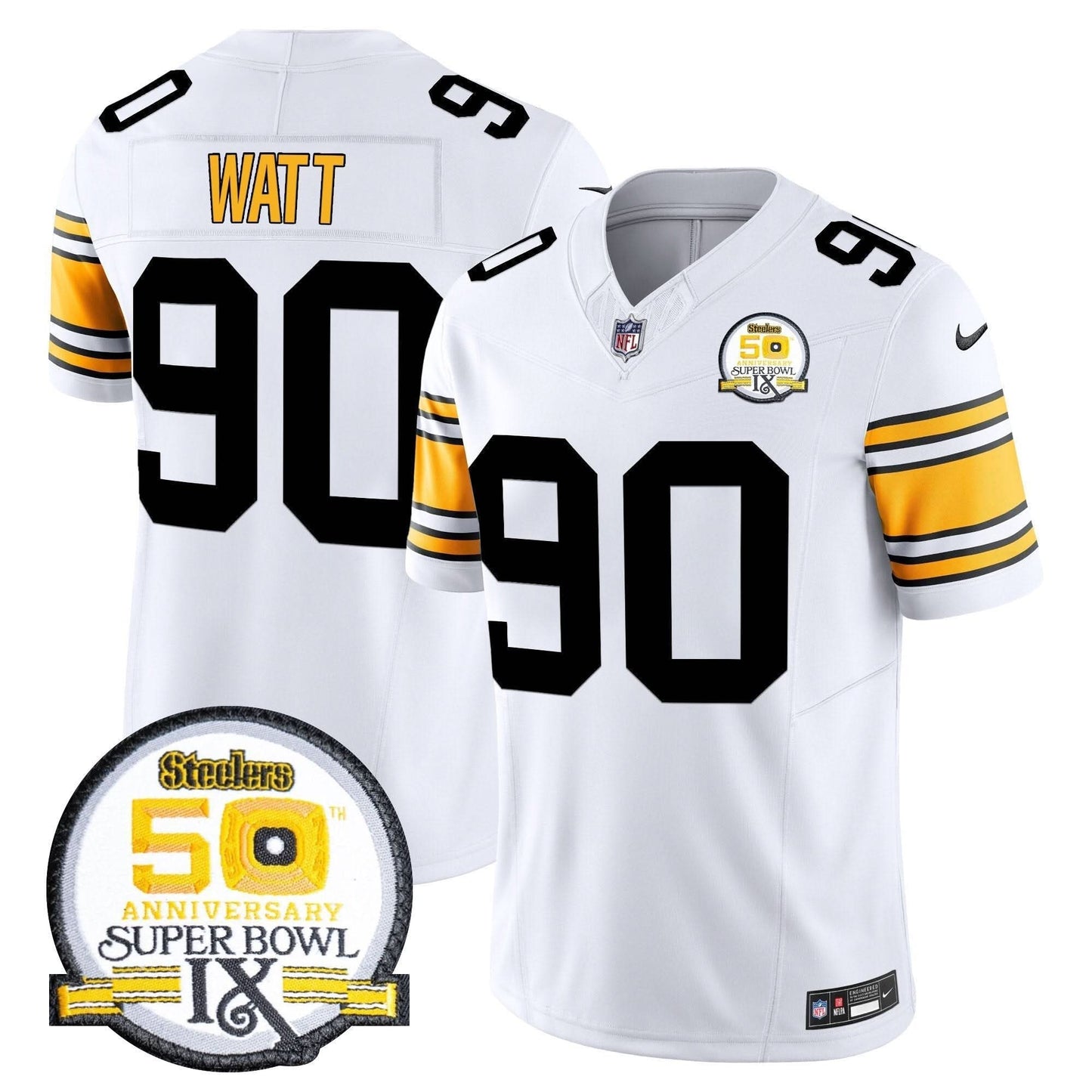 Men's Steelers 50th Anniversary Of Super Bowl IX Patch Vapor Limited Jersey - All Stitched