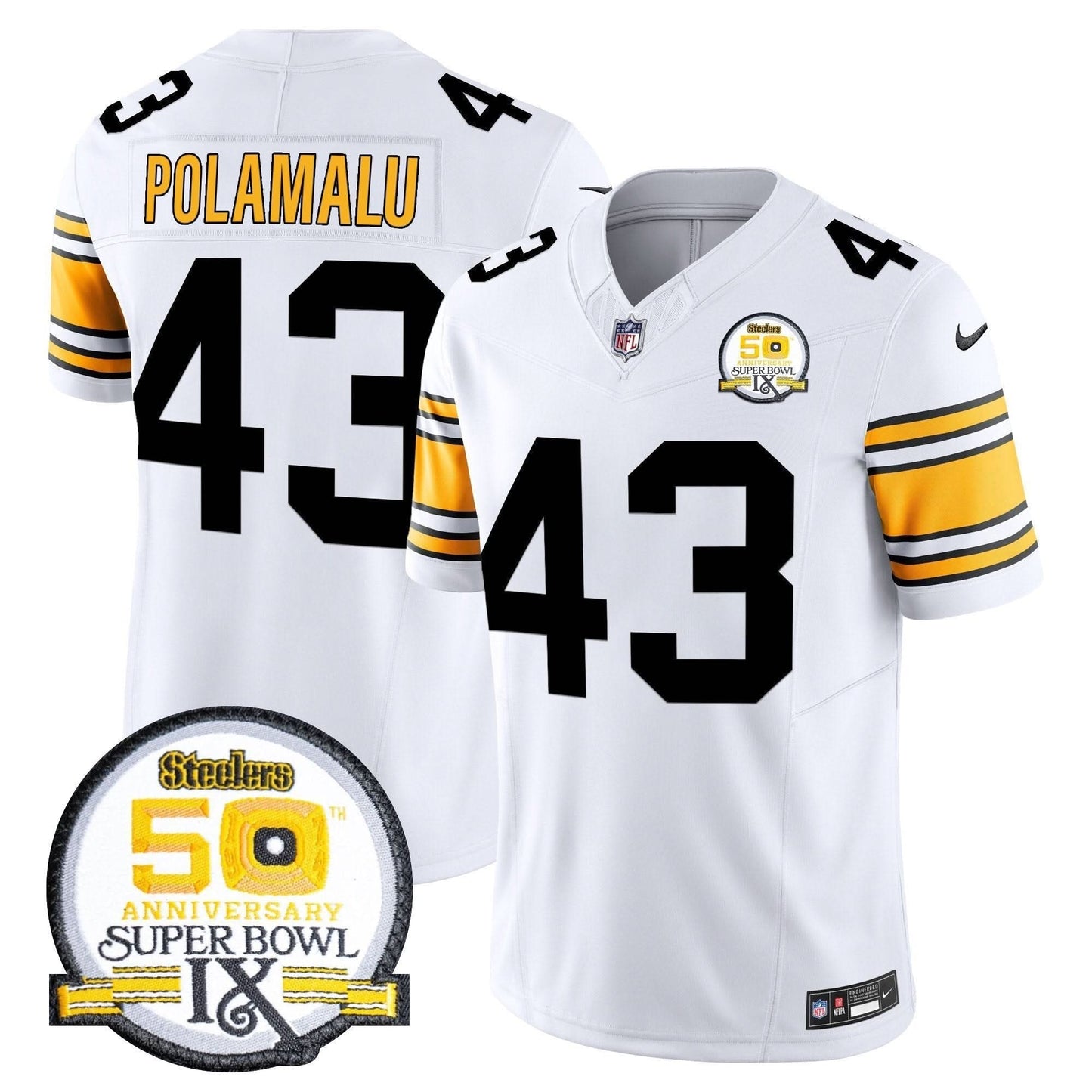 Men's Steelers 50th Anniversary Of Super Bowl IX Patch Vapor Limited Jersey - All Stitched