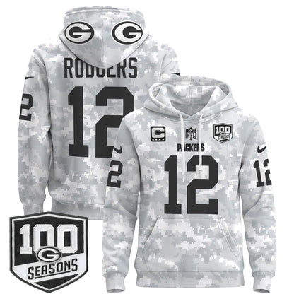 Green Bay Packers Throwback 2024 Salute to Service Pullover Hoodie - All Stitched