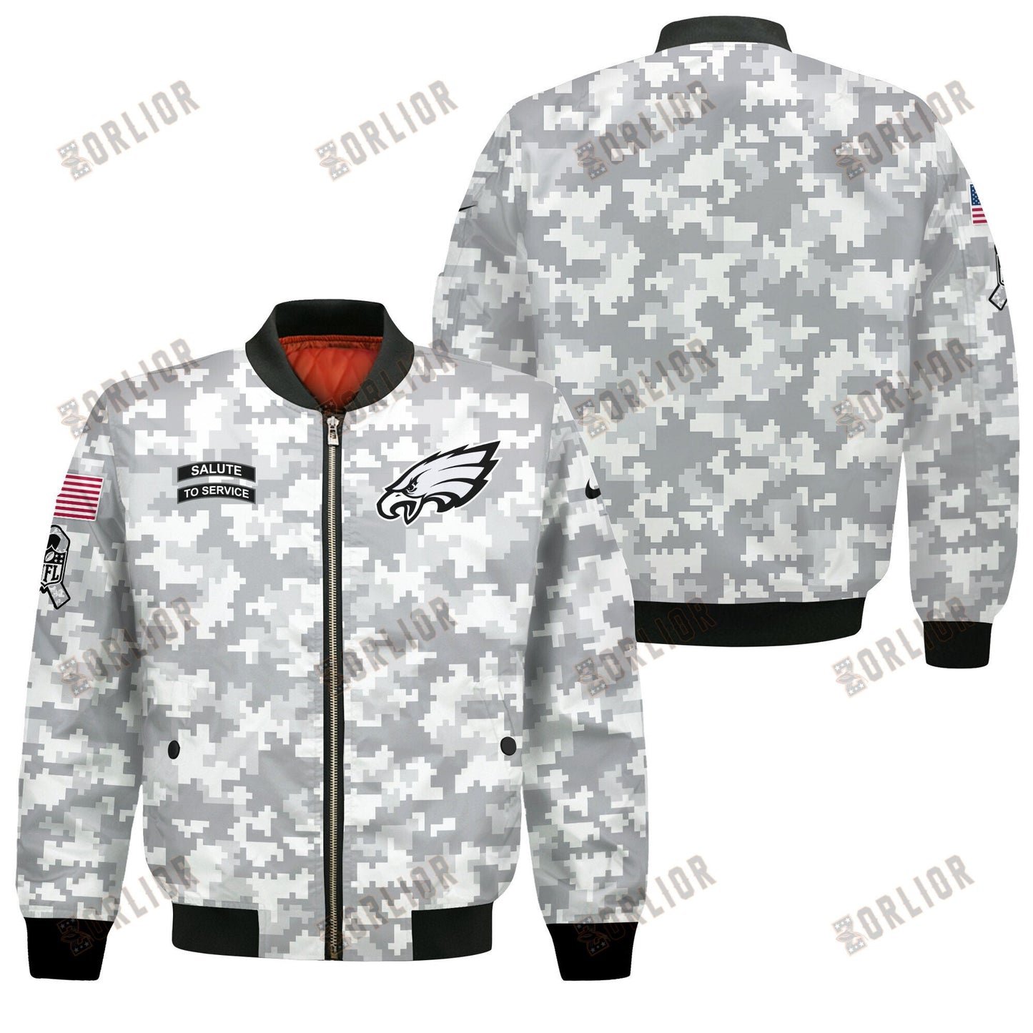 Philadelphia Eagles National Football League 2024 Arctic Camo Bomber Jacket