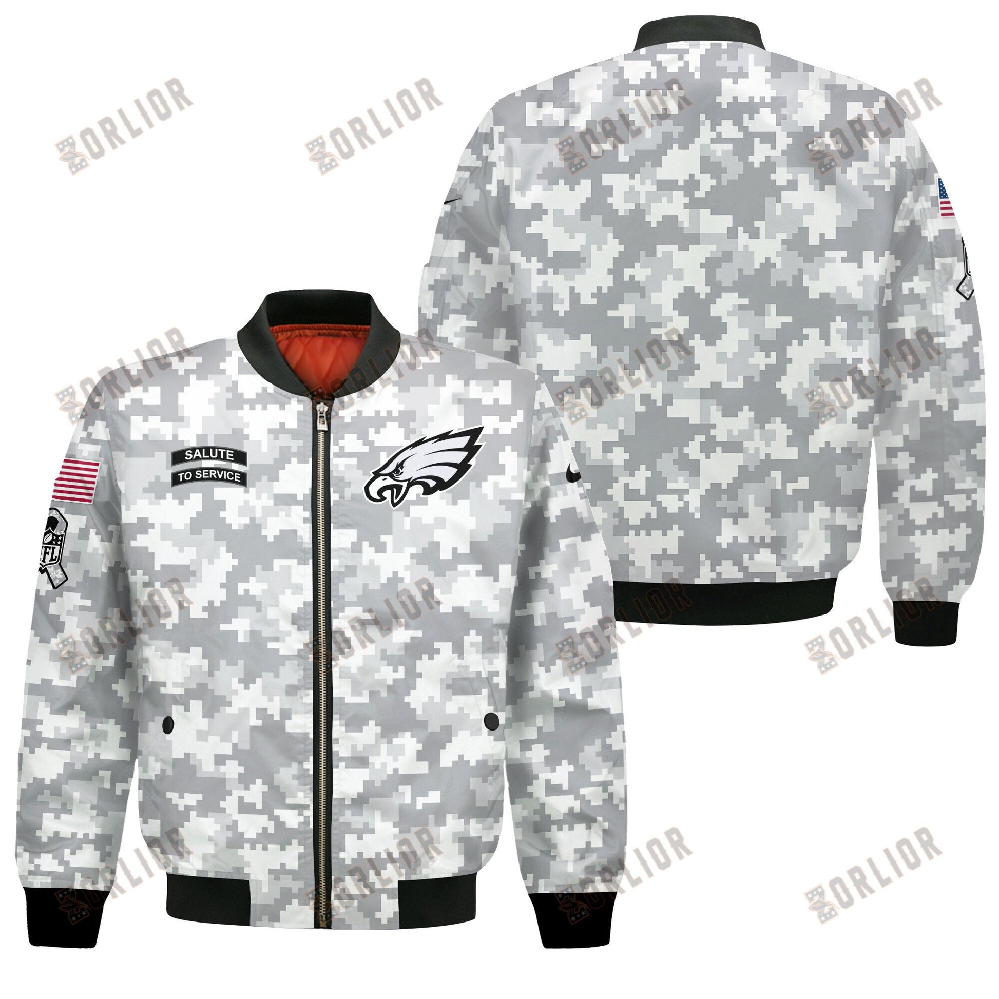Philadelphia Eagles National Football League 2024 Arctic Camo Bomber Jacket