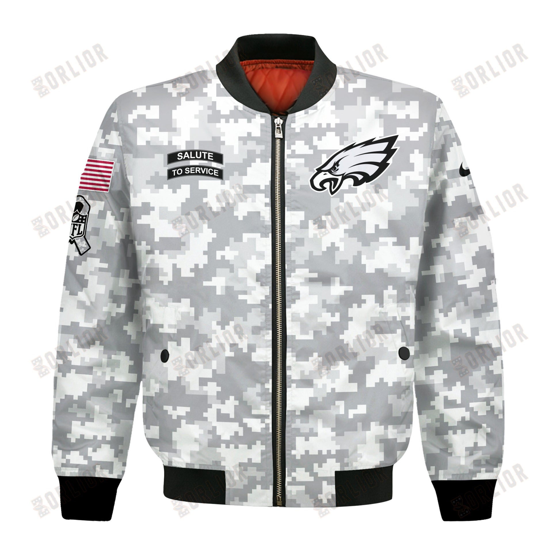 Philadelphia Eagles National Football League 2024 Arctic Camo Bomber Jacket